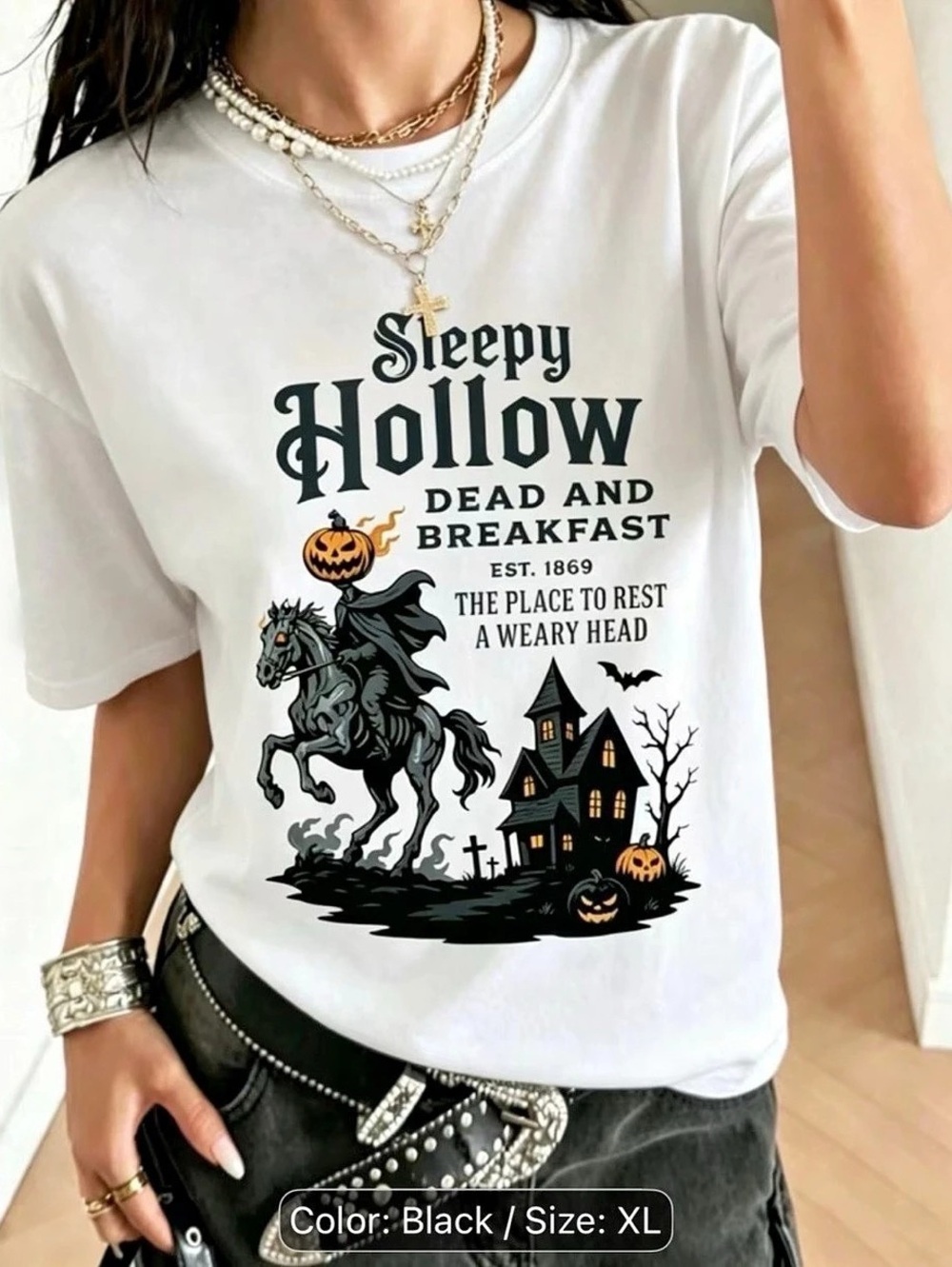Sleepy Hollow Dead and Breakfast graphic tee Graphic Short Sleeve Tee XL